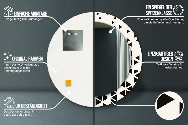 Espejo redondo con decoración Abstracto geométrico