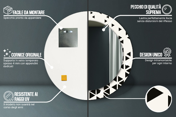 Espejo redondo con decoración Abstracto geométrico