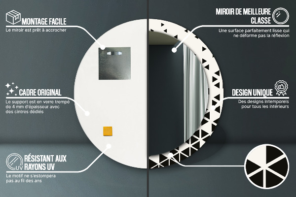 Espejo redondo con decoración Abstracto geométrico
