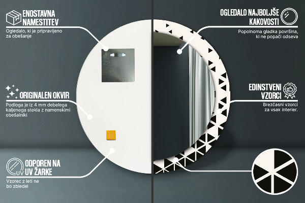 Espejo redondo con decoración Abstracto geométrico