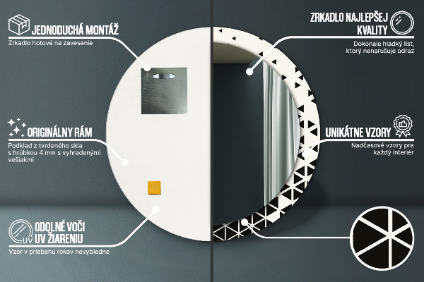 Espejo redondo con decoración Abstracto geométrico