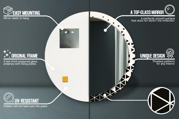 Espejo redondo con decoración Abstracto geométrico