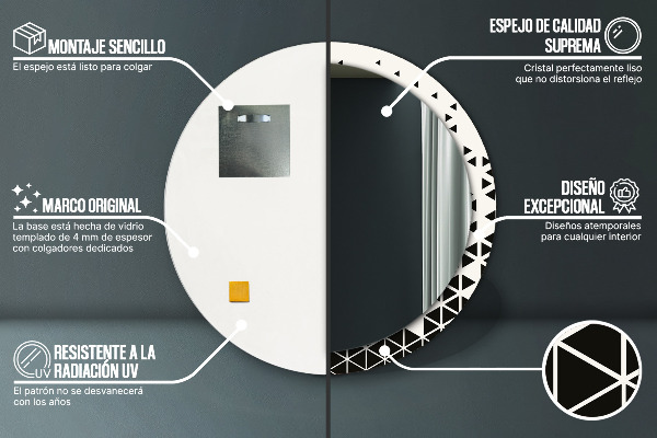 Espejo redondo con decoración Abstracto geométrico