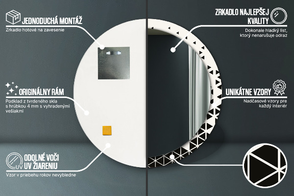 Espejo redondo con decoración Abstracto geométrico