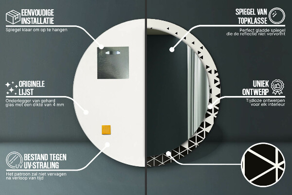 Espejo redondo con decoración Abstracto geométrico