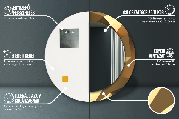 Espejo redondo impreso decorativo redondo Abstracción de oro