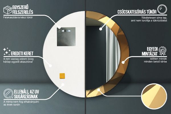 Espejo redondo impreso decorativo redondo Abstracción de oro