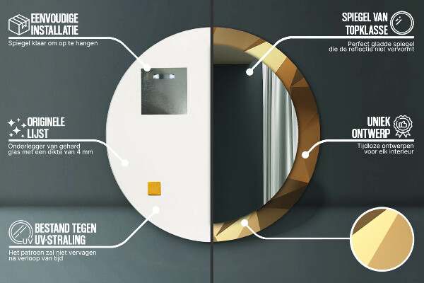 Espejo redondo impreso decorativo redondo Abstracción de oro