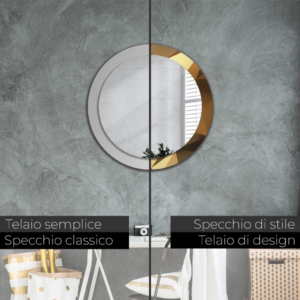 Espejo redondo impreso decorativo redondo Abstracción de oro