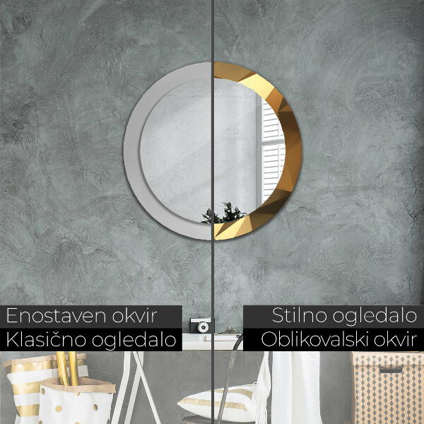 Espejo redondo impreso decorativo redondo Abstracción de oro