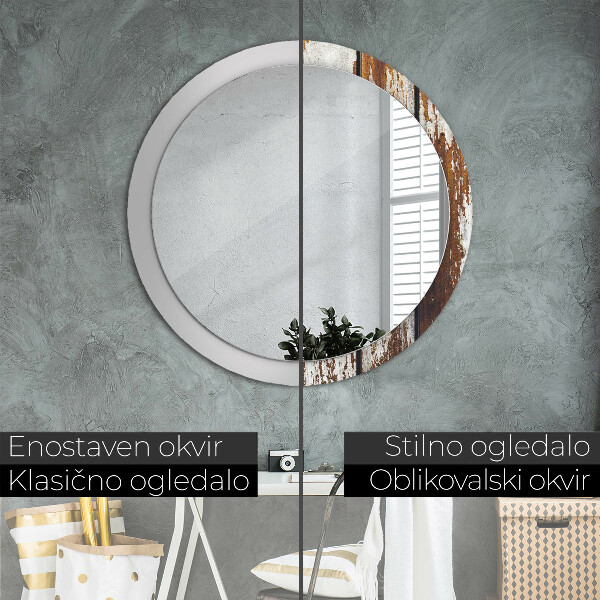 Espejo ścienne decorativo redondo Madera oscura de época