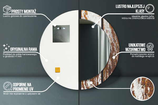 Espejo ścienne decorativo redondo Madera oscura de época