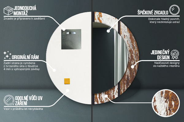 Espejo ścienne decorativo redondo Madera oscura de época