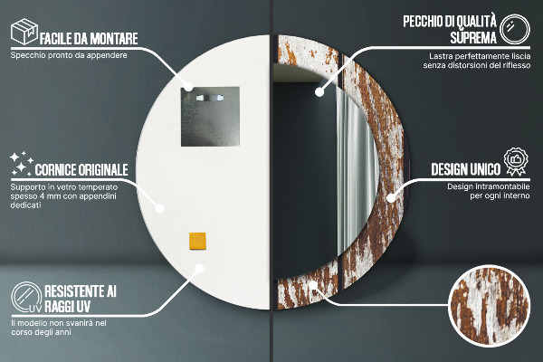 Espejo ścienne decorativo redondo Madera oscura de época