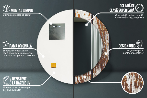 Espejo ścienne decorativo redondo Madera oscura de época