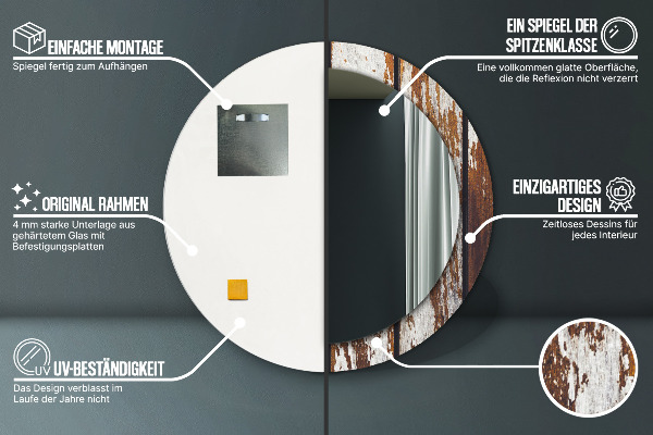 Espejo ścienne decorativo redondo Madera oscura de época