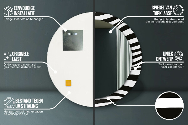 Espejo redondo marco estampado Onda abstracta