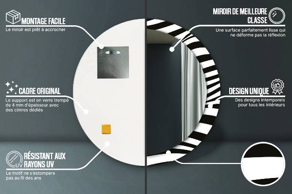 Espejo redondo marco estampado Onda abstracta