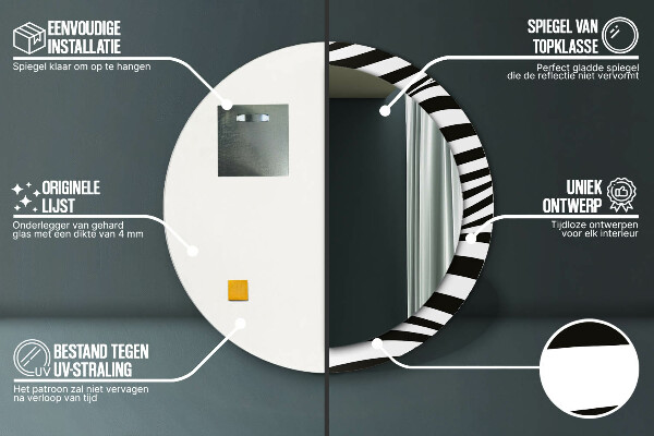 Espejo redondo marco estampado Onda abstracta