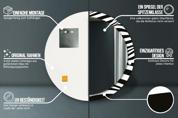 Espejo redondo marco estampado Onda abstracta