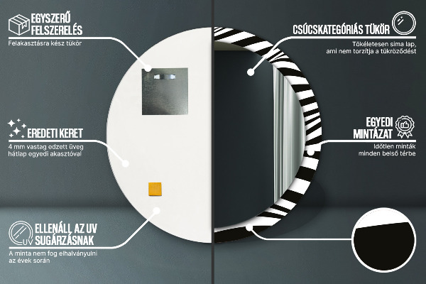 Espejo redondo marco estampado Onda abstracta