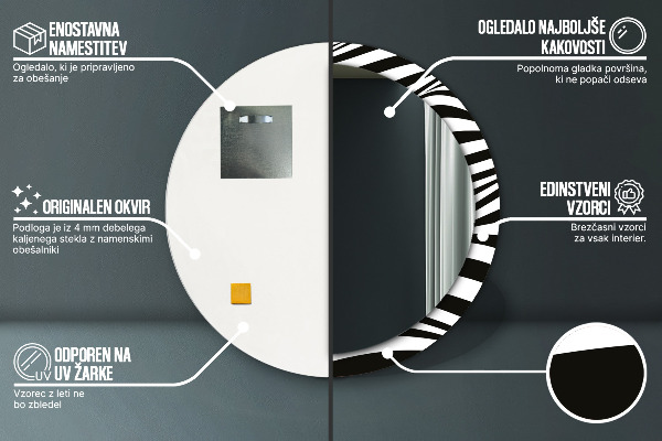 Espejo redondo marco estampado Onda abstracta