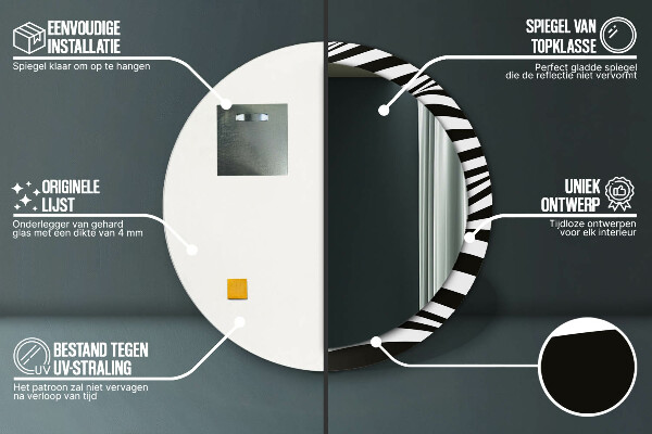 Espejo redondo marco estampado Onda abstracta