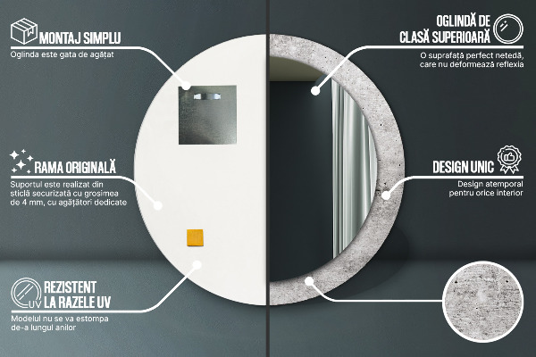 Espejo redondo marco estampado Hormigón gris