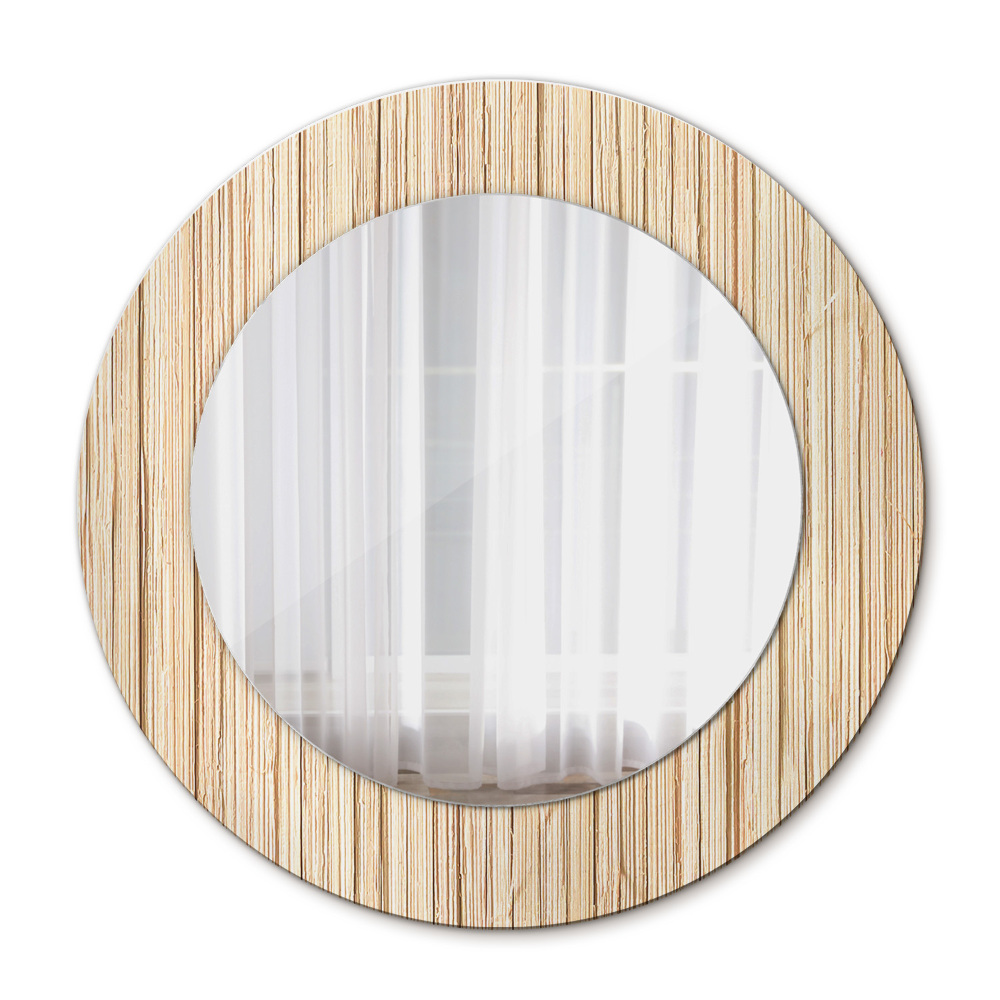 Espejo redondo impreso decorativo redondo Paja de bambú