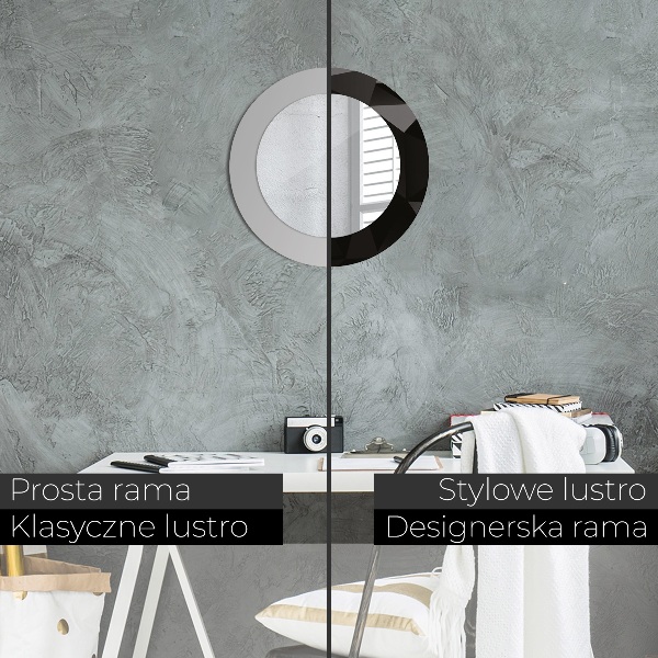 Espejo redondo marco con estampado decorativo Negro abstracto