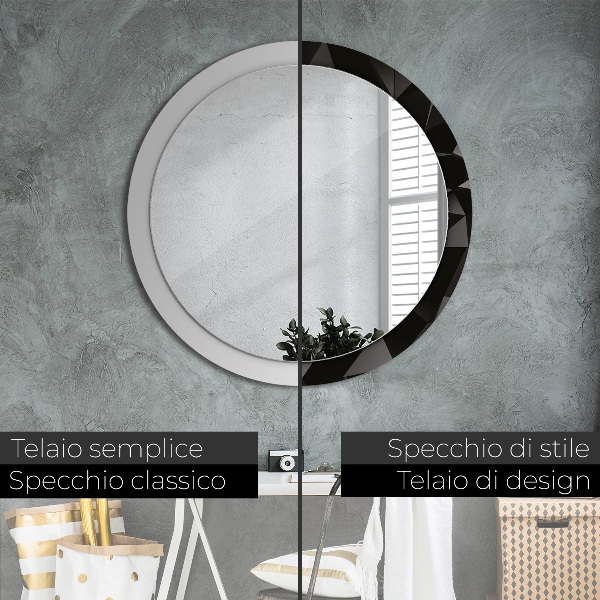 Espejo redondo marco con estampado decorativo Negro abstracto