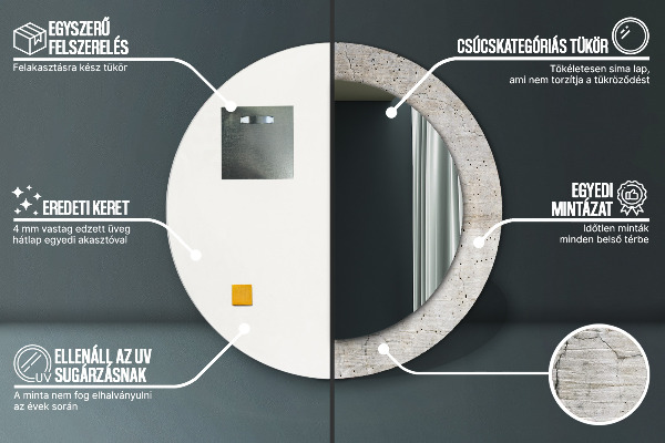 Espejo redondo con decoración Hormigón gris