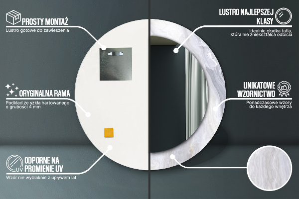 Espejo redondo marco estampado Mármol abstracto