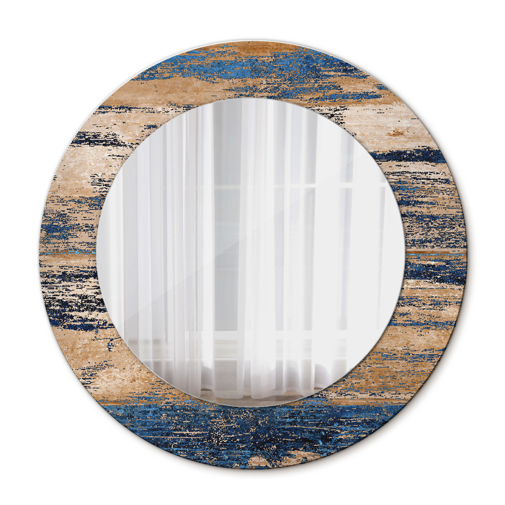 Espejo redondo marco con estampado decorativo Madera abstracta