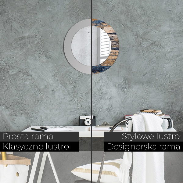 Espejo redondo marco con estampado decorativo Madera abstracta