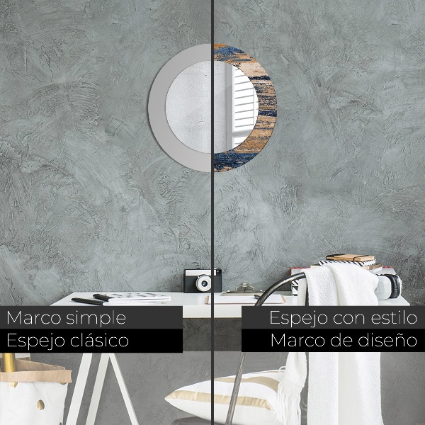 Espejo redondo marco con estampado decorativo Madera abstracta