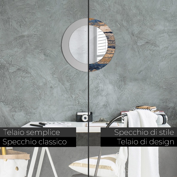 Espejo redondo marco con estampado decorativo Madera abstracta