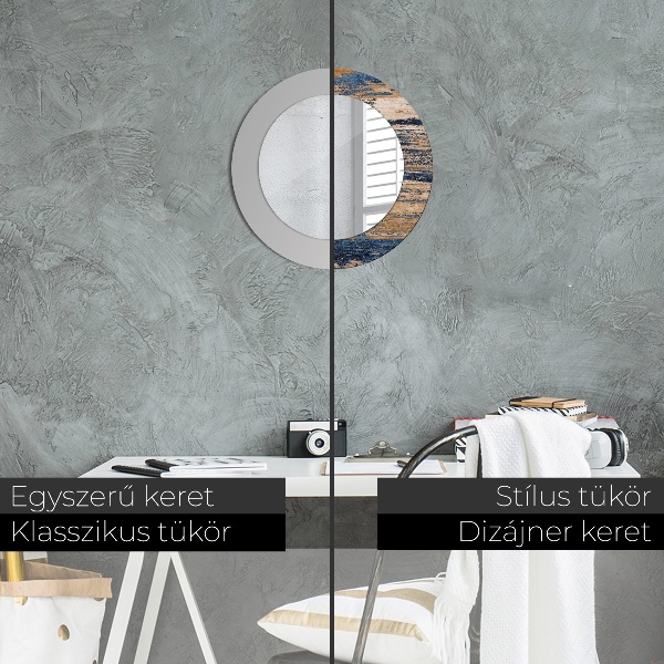 Espejo redondo marco con estampado decorativo Madera abstracta