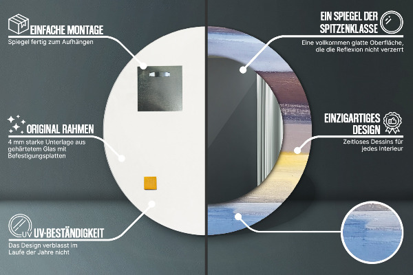 Espejo redondo marco con estampado decorativo Imagen abstracta