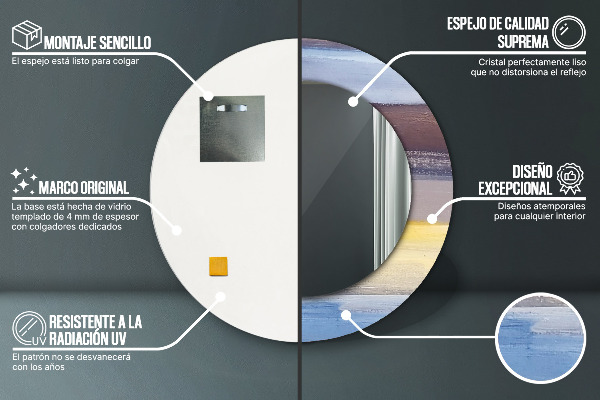 Espejo redondo marco con estampado decorativo Imagen abstracta