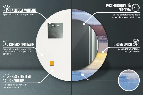 Espejo redondo marco con estampado decorativo Imagen abstracta