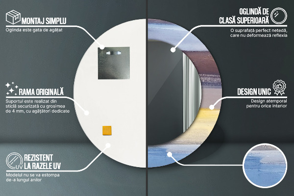 Espejo redondo marco con estampado decorativo Imagen abstracta