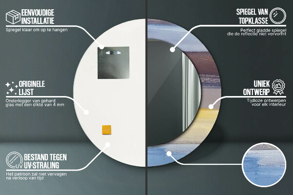 Espejo redondo marco con estampado decorativo Imagen abstracta