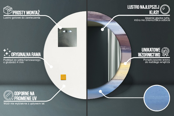 Espejo redondo marco con estampado decorativo Imagen abstracta