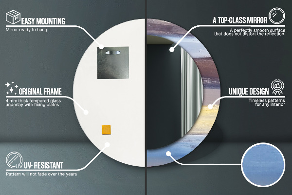 Espejo redondo marco con estampado decorativo Imagen abstracta