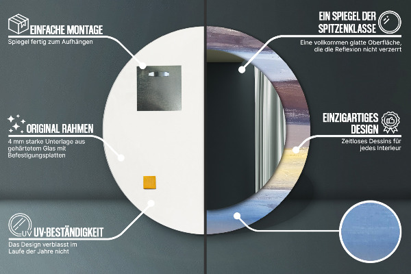 Espejo redondo marco con estampado decorativo Imagen abstracta