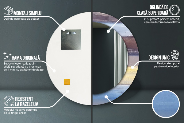 Espejo redondo marco con estampado decorativo Imagen abstracta