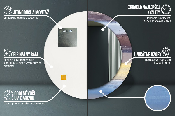 Espejo redondo marco con estampado decorativo Imagen abstracta