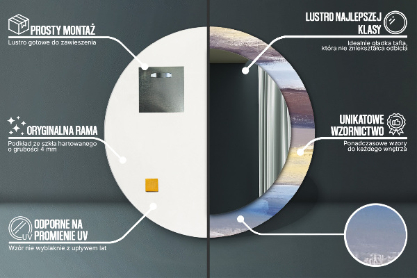 Espejo redondo marco con estampado decorativo Imagen abstracta