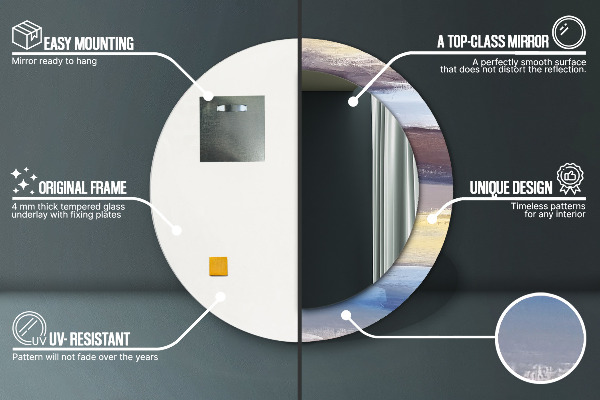 Espejo redondo marco con estampado decorativo Imagen abstracta